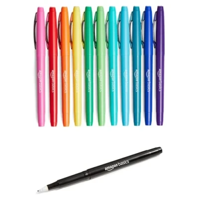 Imagen de Amazon Basics Rotuladores de punta fieltro, colores surtidos, paquete 12