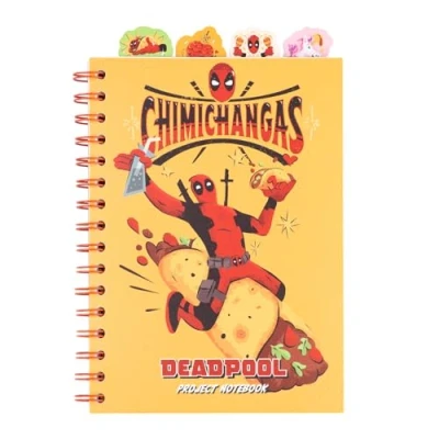 Imagen de Cuaderno A5 Marvel Deadpool Bloc de notas con 4 separadores Libreta hojas blancas rayadas pequeño