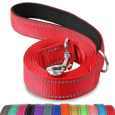 Imagen de Joytale Correa para Perro Reflectante de Doble Cara, Perros con Mango Acolchado, Adiestramiento Grandes y Medianos, 180x2.5cm, Rojo