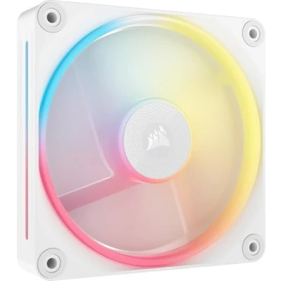 Imagen de CORSAIR iCUE Link LX120 R RGB 120mm Ventilador Inverso PWM Único Bajo Nivel de Ruido, Cojinete Cúpula Magnética, Lazos Luz Duales, Tornillos QuikTurn™, Cero RPM Blanco