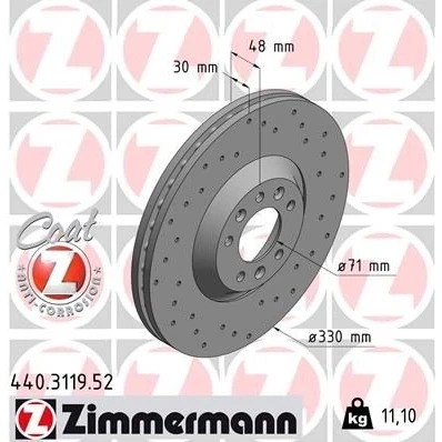 Imagen de ZIMMERMANN SPORT COAT Z 440.3119.52 Disco de freno 330 30 8/5 5 108 ventilación externa, perforado revestido PEUGEOT: 407 Berlina, SW, Coupé
