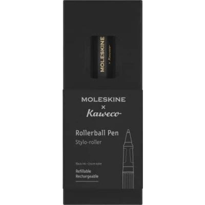 Imagen de Moleskine x Kaweco Bolígrafo Rollerball Recargable de Plástico ABS para Escribir y Tomar Notas, Recambio 0,7 mm con Tinta Negra Incluida, Negro