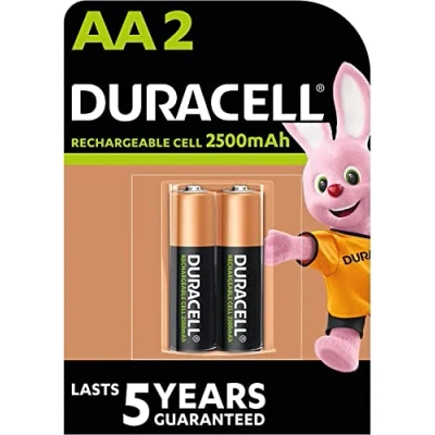 Imagen de 2 pilas recargables Duracell AA, 2500 mAh (1 blíster de baterías),