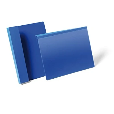 Imagen de Durable 172307 Portaetiquetas con pliegue, para documentos en formato A4, paquete de 50, azul oscuro.