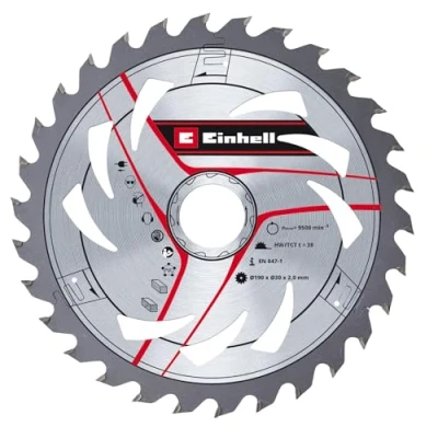 Imagen de Einhell Original Hoja de sierra circular (190 x 30 mm, diámetro 190 soporte 20 dientes restringidos, ancho corte 2,0 con carburo tungsteno, para sierras circulares