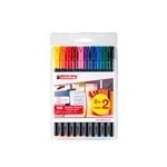Imagen de edding 1200 rotulador de color trazo fino multicolor 8 bolígrafos + 2 regalo punta redonda 1 mm para dibujar y escribir set la vuelta al cole