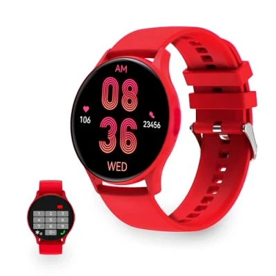 Imagen de KSIX Core Reloj Inteligente Deportivo Hombre Mujer, Smartwatch con Llamadas y Notificaciones, Pulsera Actividad, Pulsómeto, Tensiómetro, Podómetro, Monitor de Salud, App iOS Android, Rojo