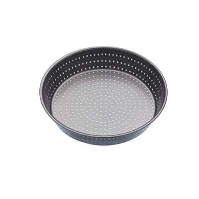 Imagen de MasterClass Molde para tartas Crusty Bake perforado de 23 cm profundidad con antiadherente sin PFOA, robusto acero al carbono 1 mm, lata redonda 9 pulgadas, gris