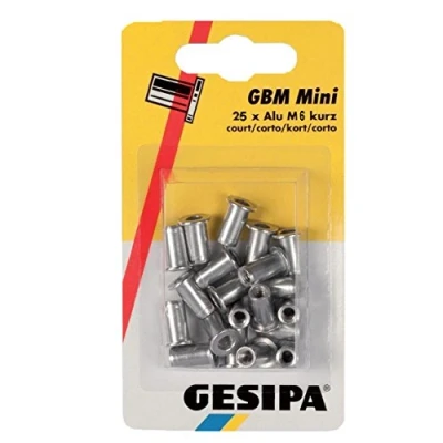 Imagen de Gesipa 1464842 tuercas de remaches ciegos (&quot;Polygrip M6 x 9 18 mm aluminio, 25 unidades, color plateado