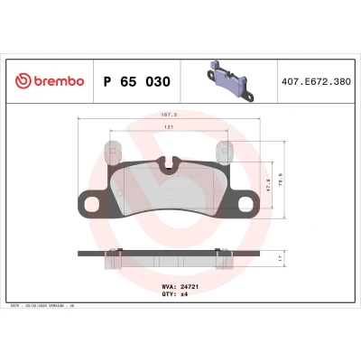 Imagen de BREMBO P 65 030 Juego de pastillas freno preparado para indicador desgaste con pesos equilibrio, sin accesorios PORSCHE: Cayenne