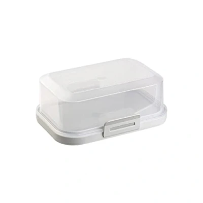 Imagen de 1 mantequera apilable de alta calidad con cierre, caja plástico, perfecto orden en el frigorífico, sin BPA, multiusos, color gris