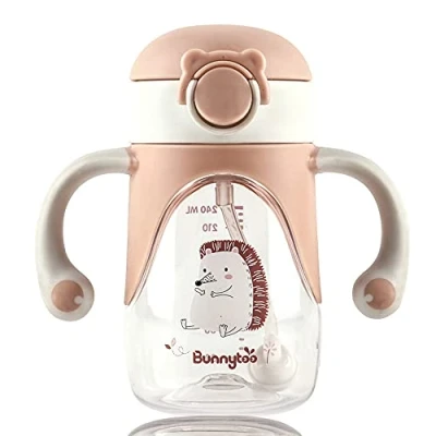 Imagen de Bunnytoo Vaso de aprendizaje con boquilla 280 ml,Vaso Entrenamiento Bebé, Taza para Sorber,Asas facilitar la sujeción,válvula antigoteo,Sin BPA,A partir 6 meses,Fácil limpiar Albaricoque