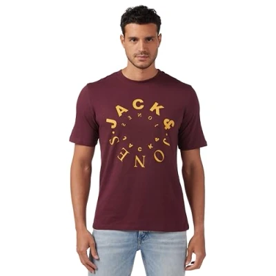 Imagen de JACK &amp; JONES Jjwarrior tee SS Crew Neck Camiseta, Port Royale/Print:Big, M para Hombre