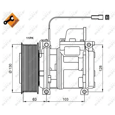 Imagen de NRF 32829 compresor de Aire Acondicionado 10PA15C 24 PAG 46 con aceite PAG, junta anular EASY FIT