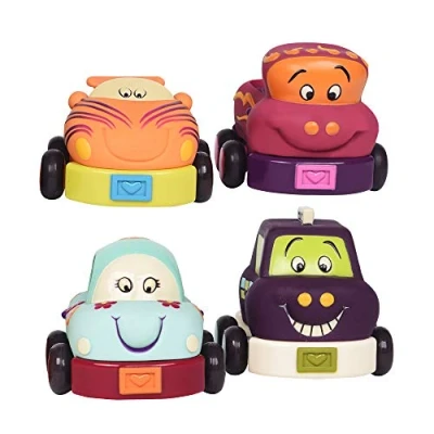Imagen de B. Baby Pull Back Cars 4 Soft Vehicles with Sounds Car, Taxi, Race Pick Up Truck Toy for Toddlers, Kids 12 Months + Wheeee LS!