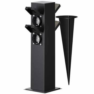 Imagen de Monzana Columna de Energía Jardín 4 Enchufes Impermeable Acero INOX. con Tapas Multiconexión Exteriores