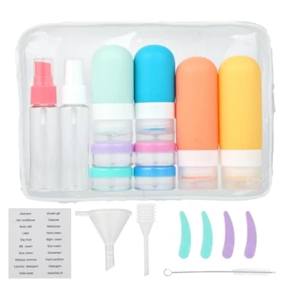 Imagen de Botellas de Viaje Silicona Set 18 Piezas Contenedores Kit Avión Accesorios Para Champú/Líquidos/Loción