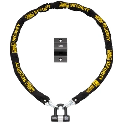 Imagen de Burg Wachter Kit de cadena bicicleta dorada segura 2 m, candado y anclaje a tierra, color negro