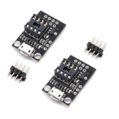 Imagen de Oiyagai 2 Piezas de Placa Desarrollo Enchufable para Programación ATtiny13A/ATtiny25/ATtiny45/ATtiny85, Conector Alimentación Micro USB