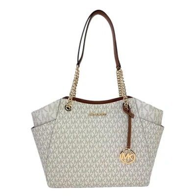 Imagen de Michael Kors Jet Set Bolso de hombro grande con logotipo la firma, Vainilla,
