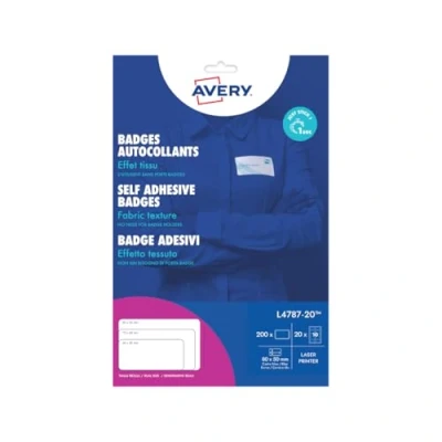 Imagen de Avery UK Chapa de acetato seda (75 x 40 mm), color blanco