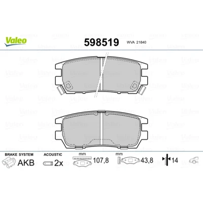 Imagen de VALEO 598519 Juego de pastillas freno Eje trasero con contacto avisador desgaste sin chapa antichirridos MITSUBISHI: PAJERO 3, 2