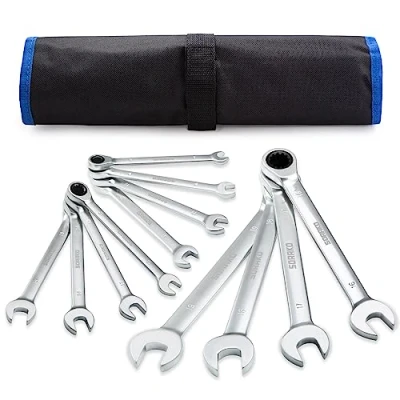 Imagen de SORAKO llaves Fijas 12Pcs, con Carraca 8 19mm Bolsa de Almacenamiento, Juego llaves, Combinadas, Engranaje Trinquete 72 Dientes
