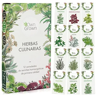 Imagen de Kit Semillas Hierbas: 12 Variedades de Hierbas Aromaticas para plantar Huerto Albahaca, Tomillo, Cilantro Plantas OwnGrown