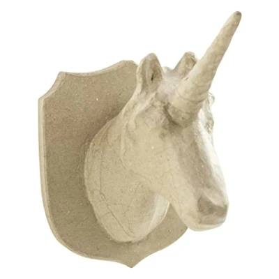 Imagen de Clairefontaine ES Décopatch Cabeza de unicornio papel maché, 18 x 15,5 21 cm marrón
