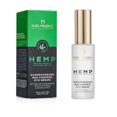 Imagen de Pure Mineral Suero Contorno de Ojos Supercharged con Cáñamo Minerales del Mar Muerto, Aceite Cáñamo, Reducción Arrugas y Bolsas Sin siliconas, sulfatos, parabenos 30ml
