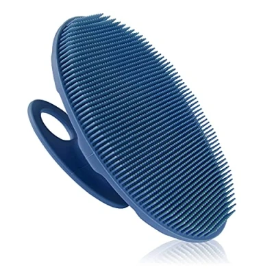 Imagen de Cepillo de limpieza corporal silicona suave grado alimenticio, exfoliante y masaje para todo tipo piel (azul oscuro)