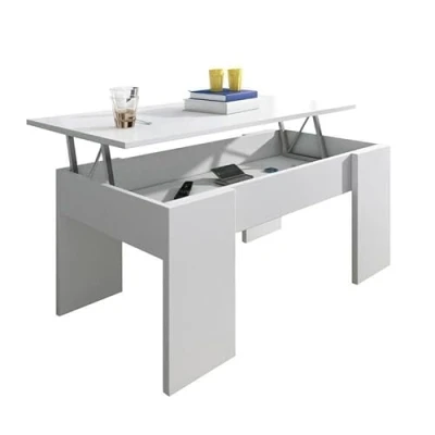 Imagen de SHIITO Modelo VINCCI Mesa de Centro Elevable Moderna y Funcional Acabado en Blanco 45,3x90x50 cm