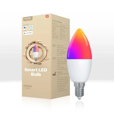 Imagen de MOES Bombilla Inteligente Led E14 Wifi y Matter,RGB 2700K 6500K Regulable Calida/Blanco Frio, Compatible Con Alexa/Google Home,Apple HomeKit,Smart Things