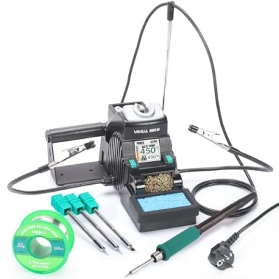 Imagen de YIHUA 982 III Kit de estación soldadura precisión compatible C245 incluye 3 soldador estaño alambre sin plomo modo reposo espera automático pantalla a color completa
