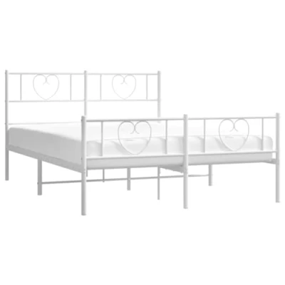 Imagen de vidaXL Estructura de Cama con Cabecero y Pie Cama, Somier Listones, Base Mueble para Hogar Dormitorio, Metal Blanca 140x190 cm
