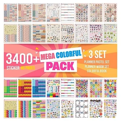Imagen de colortouch juego de pegatinas para planificador, 3400 unidades, 40 hojas, planificador mensual, organizadoras calendarios, planificadores, agendas, diarios,