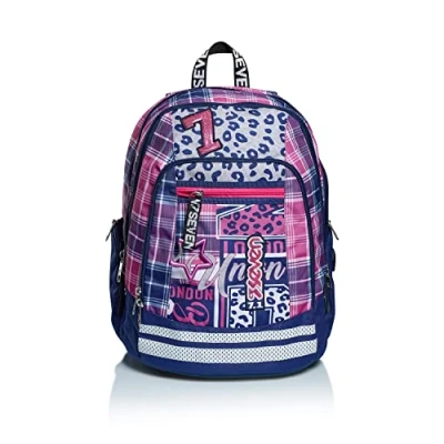 Imagen de Seven Mochila, Advanced, CHEER GIRL Mochila acolchada, para adolescentes, niñas y niños, la escuela, el deporte tiempo libre, funda portátil, puerto USB, diseño italiano, rosa/Azul