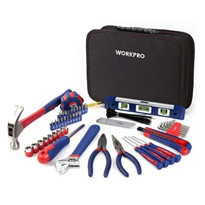 Imagen de WORKPRO Juego de Herramientas Básicas 100 piezas, manuales con Bolsa, Set Profesionales para Bricolaje y Arreglos Diarios