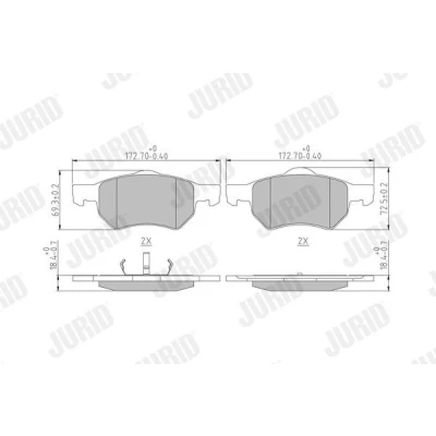 Imagen de JURID 572509J Juego de pastillas freno no preparado para indicador desgaste con clip émbolo sin accesorios CHRYSLER: VOYAGER 4