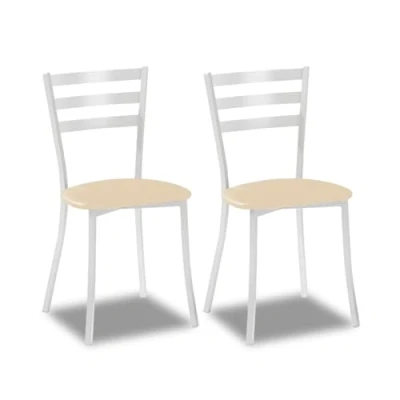 Imagen de ASTIMESA SCMBLBG Dos sillas de Cocina, Metal, Beige, Altura Asiento 45 cms
