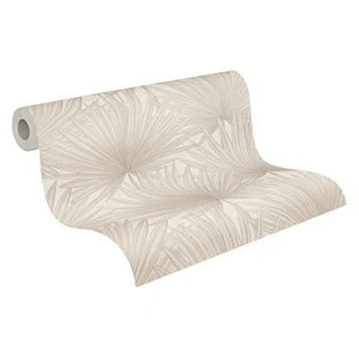 Imagen de A.S. Création Antigua 390902 Papel pintado de palmeras, color gris y blanco, 10,05 m x 0,53 m, fabricado en Alemania