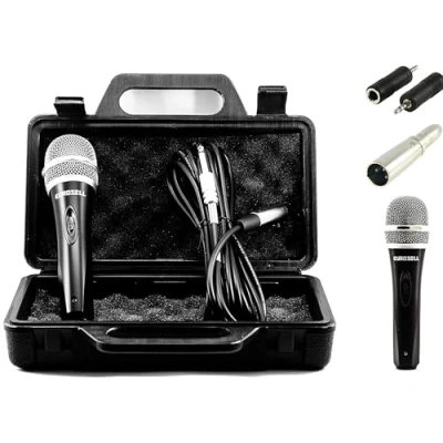 Imagen de TronicXL Micrófono dinámico, maletín, cable y adaptador XLR Jack 6,35 mm 3,5 m, universal, de mano