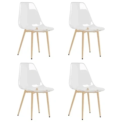Imagen de vidaXL 4X Sillas de Comedor Asiento Mobiliario Muebles Oficina Despacho Salón Sala Estar Cocina Escritorio Relajación Transparente Pet