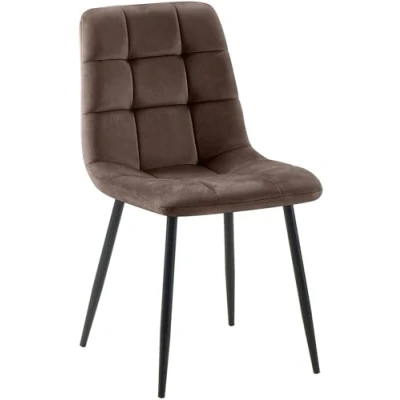 Imagen de CLP Silla De Comedor Antibes Acolchada En Terciopelo I Butaca SalÛn NÛrdica con Base Met·Lica &amp; Sin Reposabrazos, Color:marrÛn