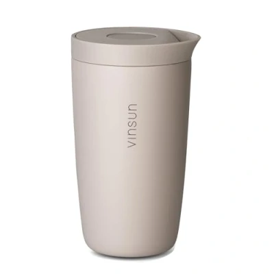 Imagen de VINSUN Taza Térmica Café para Llevar 350ml A Prueba de Fugas, Doble Pared, Acero Inoxidable, Bebidas Calientes y Frías Vaso Termico con Cierre Quick Press