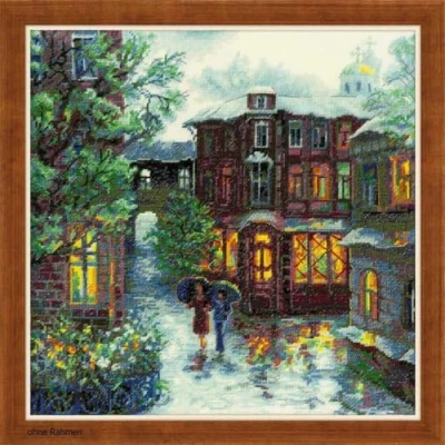 Imagen de Riolis Kreuzstich Set Regnerischer Sommer, Zählmuster Juego de Punto Cruz, diseño Verano lluvioso, algodón, Multicolor, 30.0 x 0.1 cm