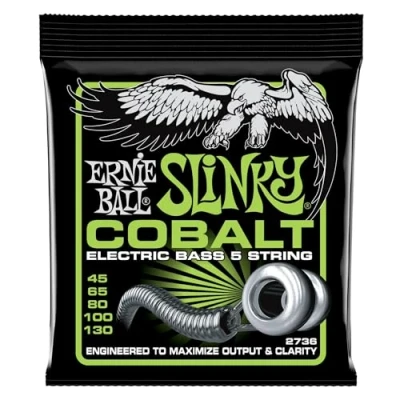 Imagen de Ernie Ball Slinky Cuerdas para bajo eléctrico de 5 cuerdas, cobalto, calibre 45 130