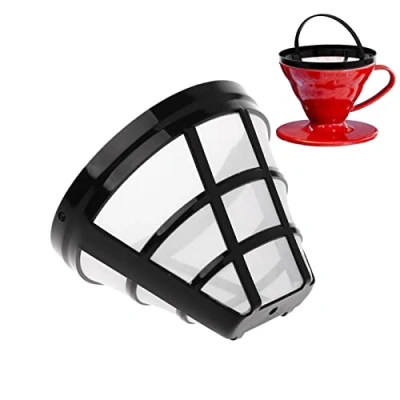 Imagen de Filtro De Café Reutilizable Tamaño 4 Filtros Estilo Cono Número Permanente Con Man Apto Para Lavavajillas, Cafetera Nin ja, 8 A 12 Tazas