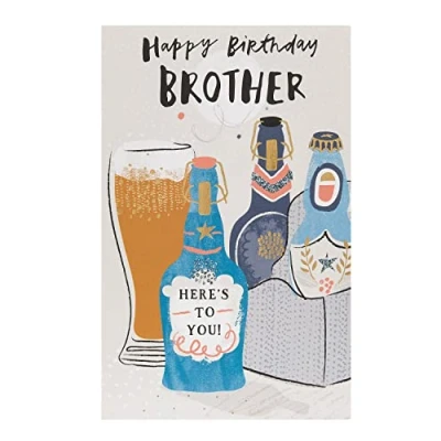 Imagen de UK Greetings Tarjeta de felicitación cumpleaños, diseño cervezas para hermano, multicolor, 133 mm x 210