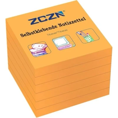 Imagen de ZCZN Notas Adhesivas 76 x mm, 6 Libros de Autoadhesivas, 80 Hojas/Libro, Postis Pequeños Adecuadas para (Naranja Fluorescente)